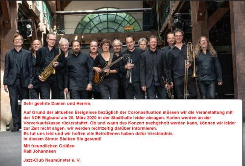 NDR Bigband 2020 fällt aus wg. Coronaris